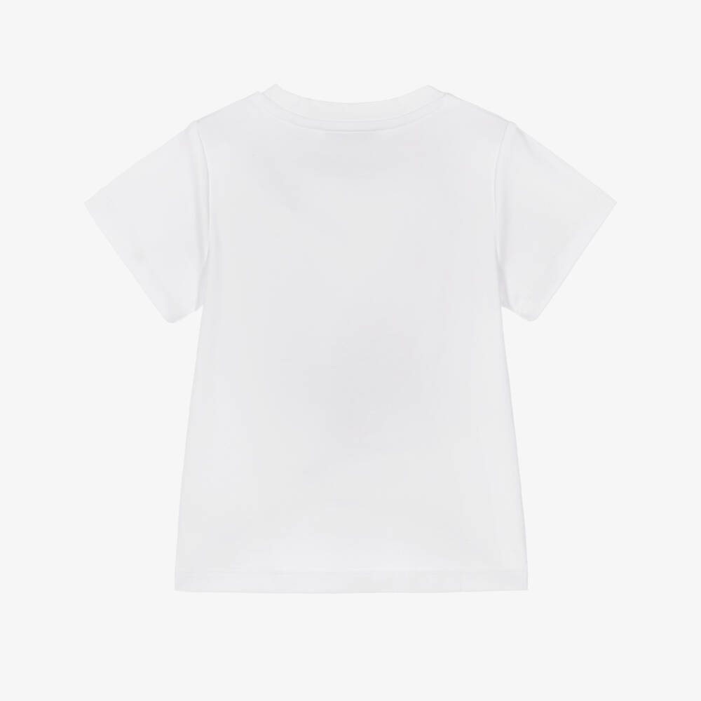 Atelier Choux Paris-تيشيرت قطن بطبعة دوامة خيل لون عاجي للبنات | Childrensalon