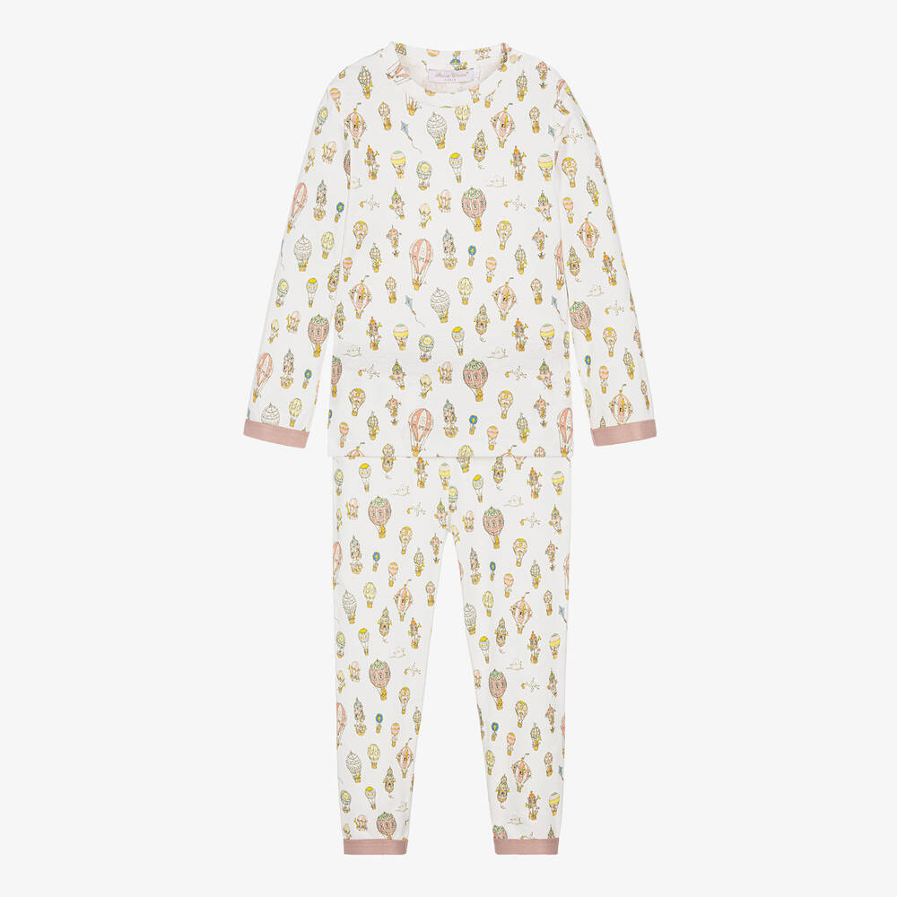 Atelier Choux Paris-طقم لاونج وير قطن لون عاجي للبنات | Childrensalon