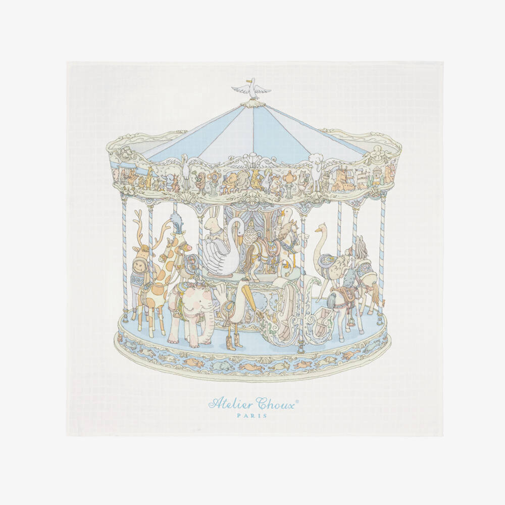 Atelier Choux Paris-Ivory & Blue Cotton Babysuit Gift Set | Childrensalon