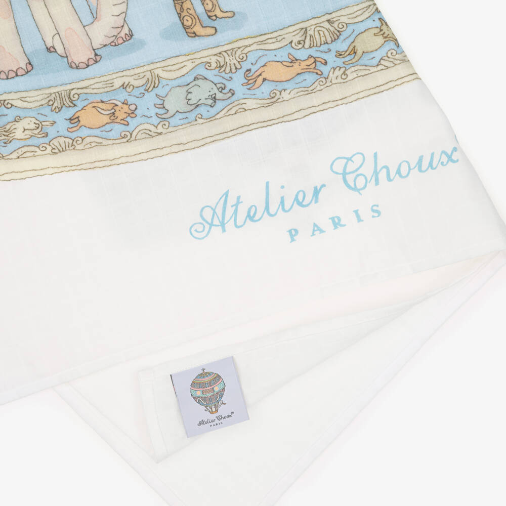 Atelier Choux Paris-Ivory & Blue Cotton Babysuit Gift Set | Childrensalon