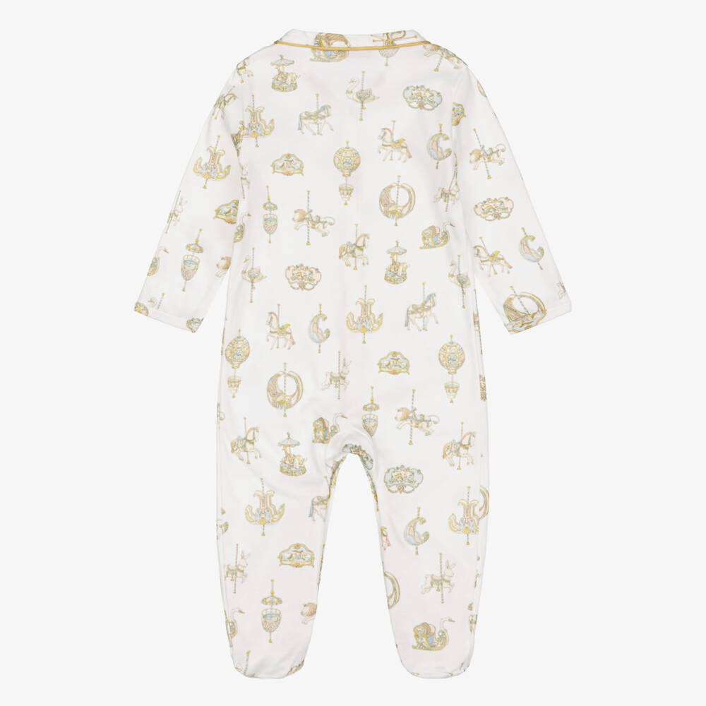 Atelier Choux Paris-Ivory & Blue Cotton Babysuit Gift Set | Childrensalon