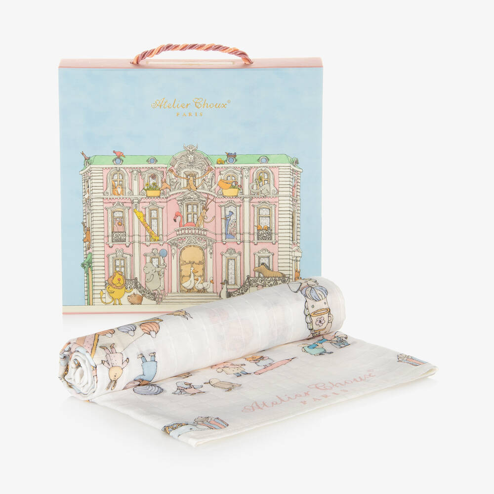 Atelier Choux Paris-Ivory Cake Organic Cotton Swaddle (99cm) | Childrensalon
