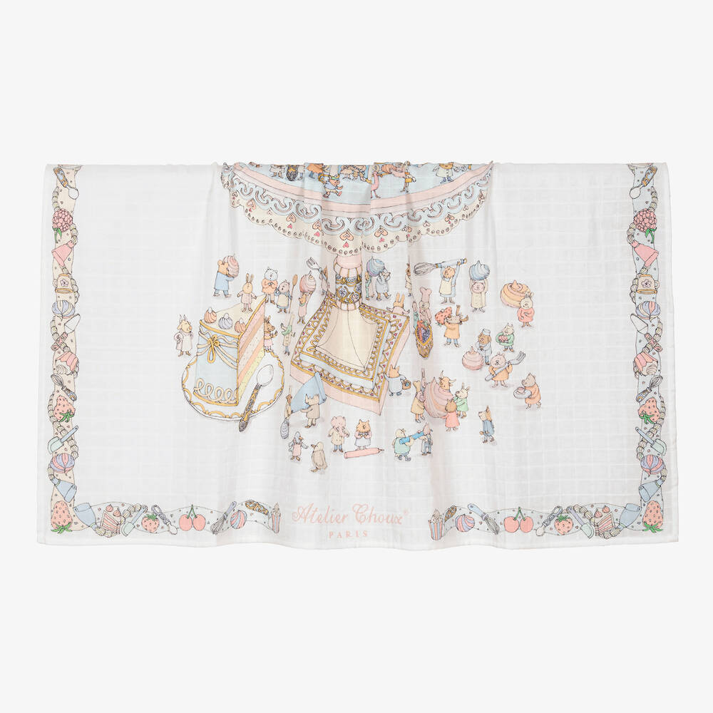 Atelier Choux Paris-Ivory Cake Organic Cotton Swaddle (99cm) | Childrensalon
