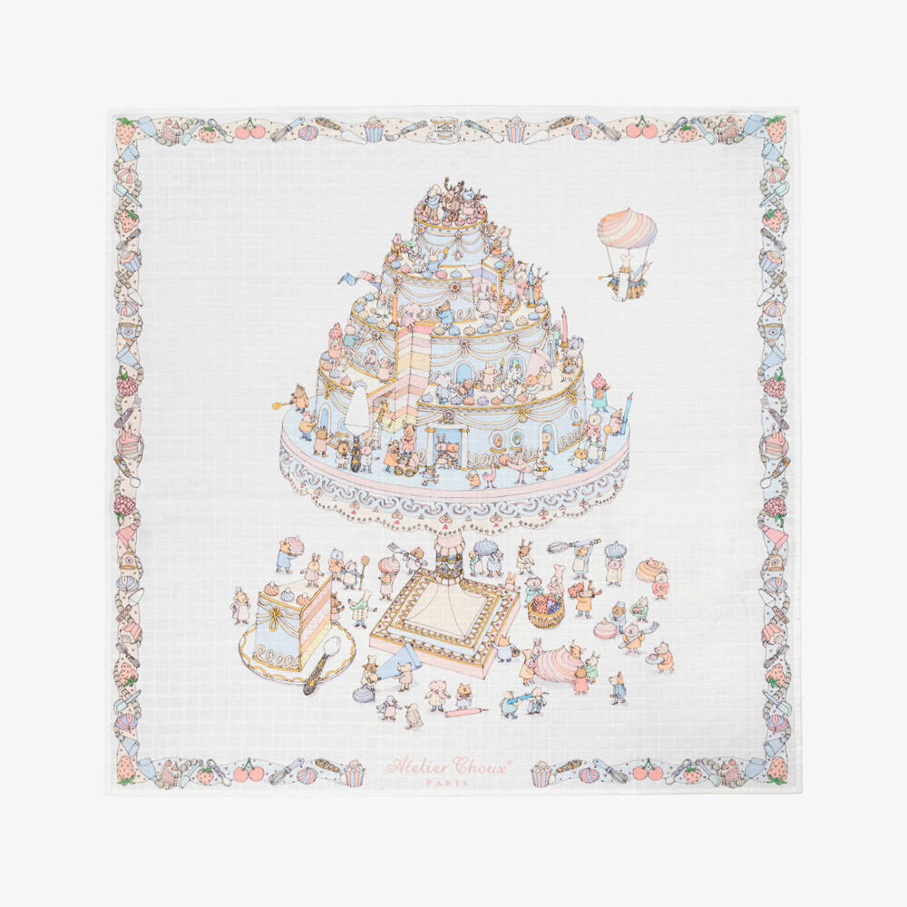 Atelier Choux Paris-Ivory Cake Organic Cotton Swaddle (99cm) | Childrensalon