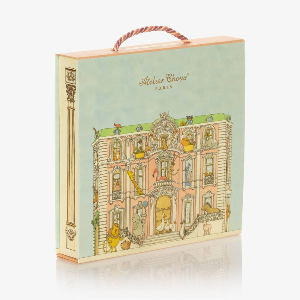 Atelier Choux Paris-بطانية صوف وكشمير بطبعة دوامة خيول لون عاجي (100 سم) | Childrensalon