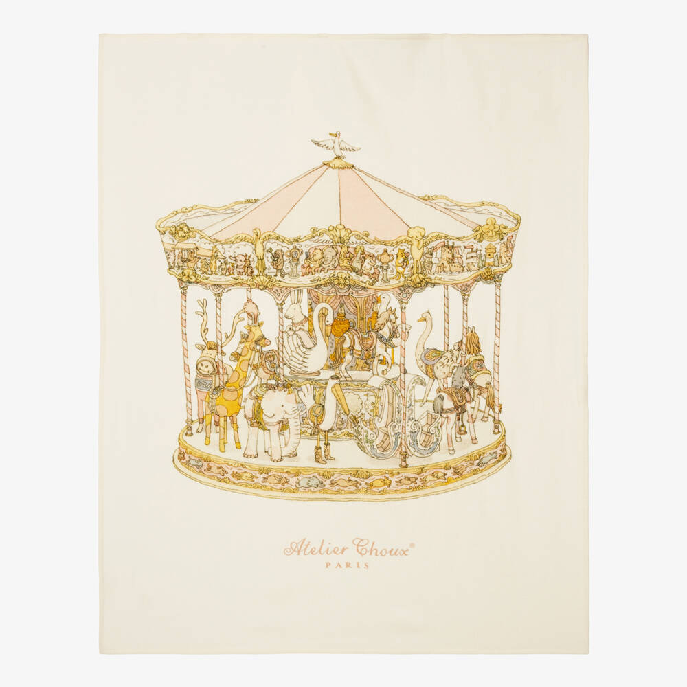 Atelier Choux Paris-Ivory Cashmere & Wool Carousel Blanket (100cm)  | Childrensalon