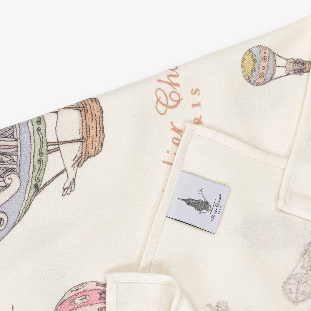 Atelier Choux Paris-بطانية صوف وكشمير محبوك لون عاجي (120 سم) | Childrensalon