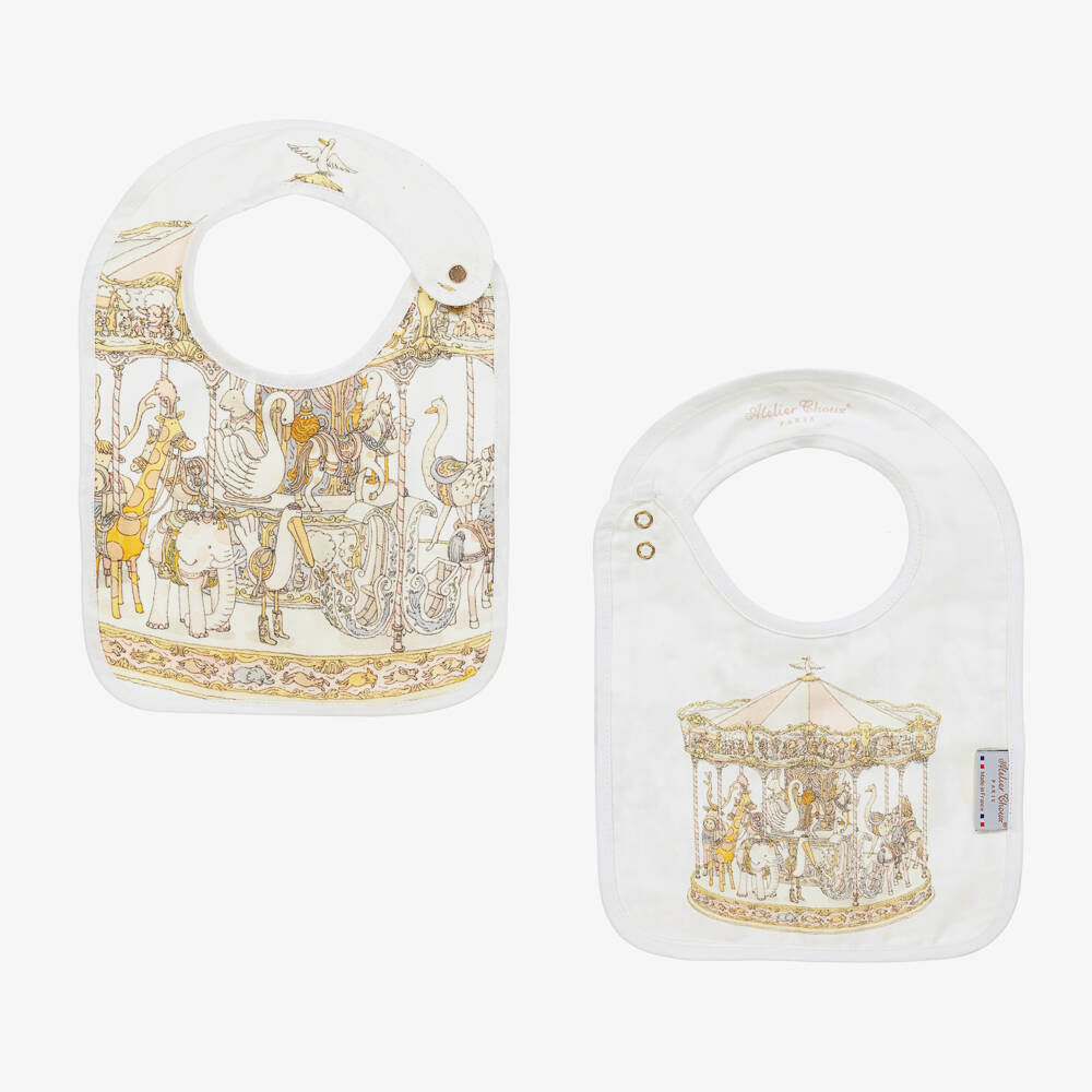 Atelier Choux Paris-Ivory Cotton Carousel Print Babysuit Gift Set | Childrensalon