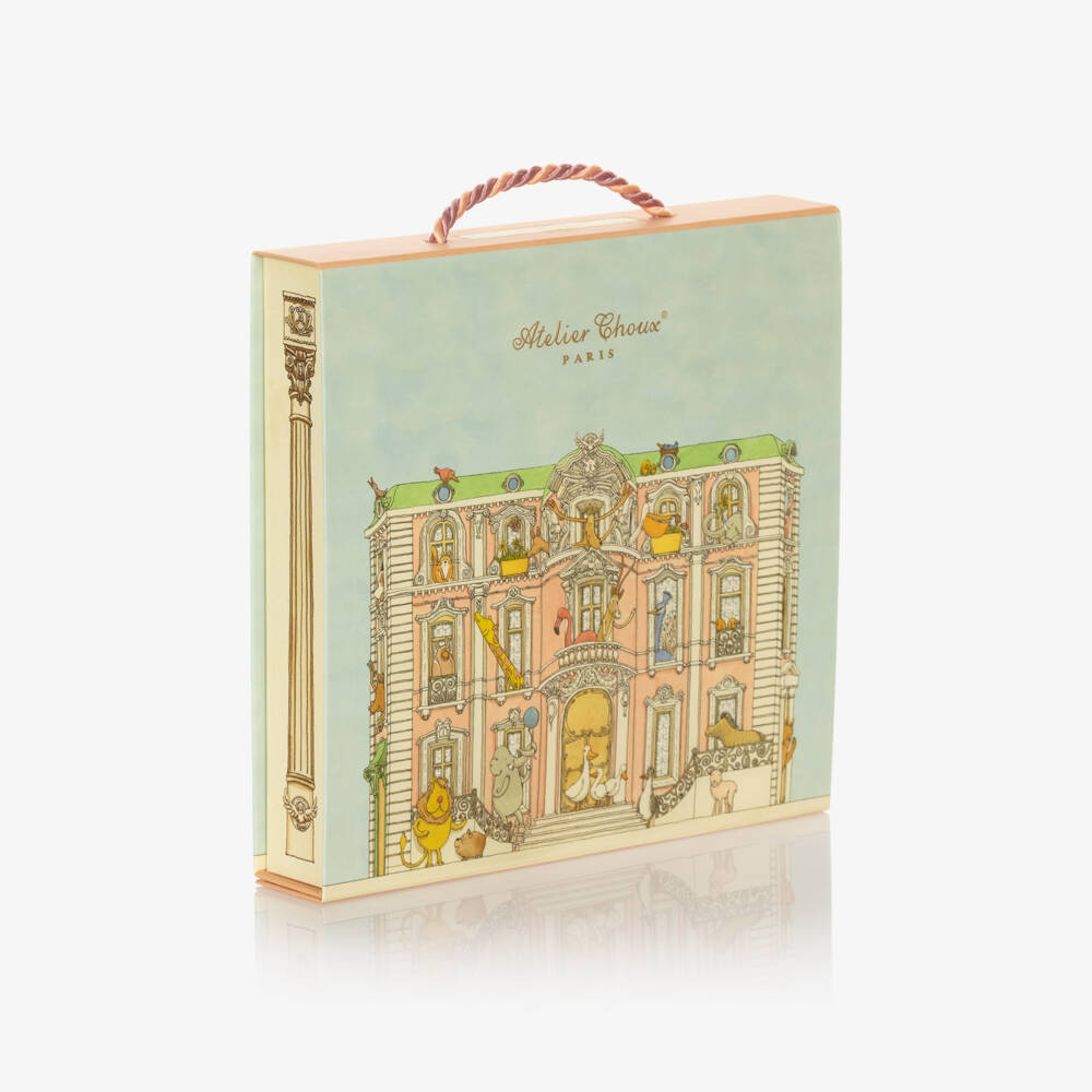 Atelier Choux Paris-Ivory Cotton Carousel Print Babysuit Gift Set | Childrensalon