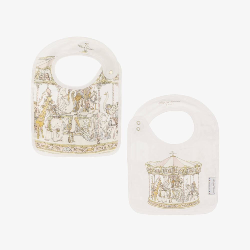 Atelier Choux Paris-Ivory Cotton Carousel Print Babysuit Gift Set | Childrensalon