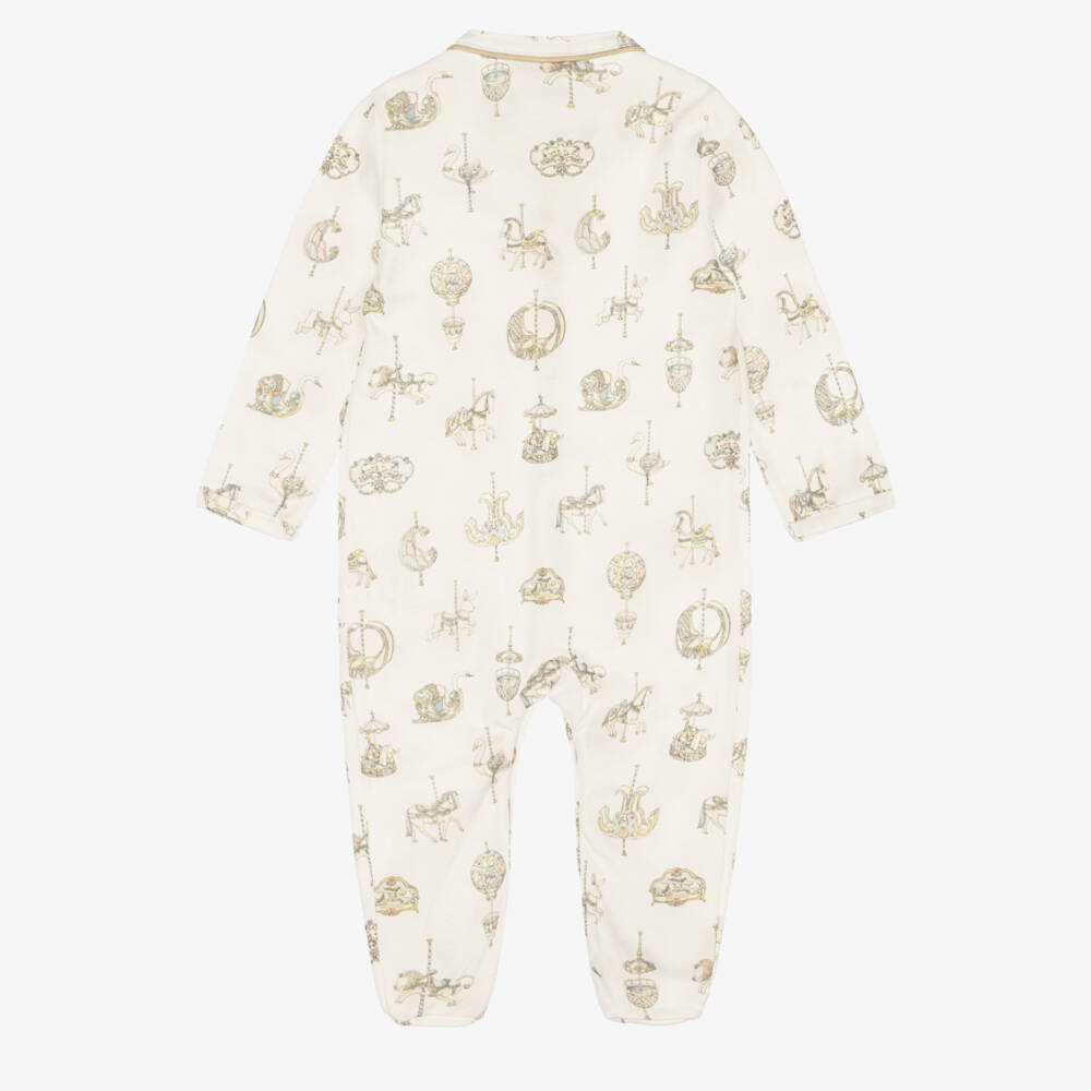 Atelier Choux Paris-Ivory Cotton Carousel Print Babysuit Gift Set | Childrensalon
