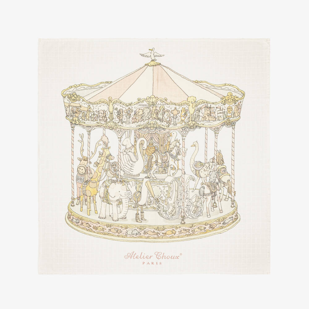 Atelier Choux Paris-Ivory Cotton Carousel Print Babysuit Gift Set | Childrensalon
