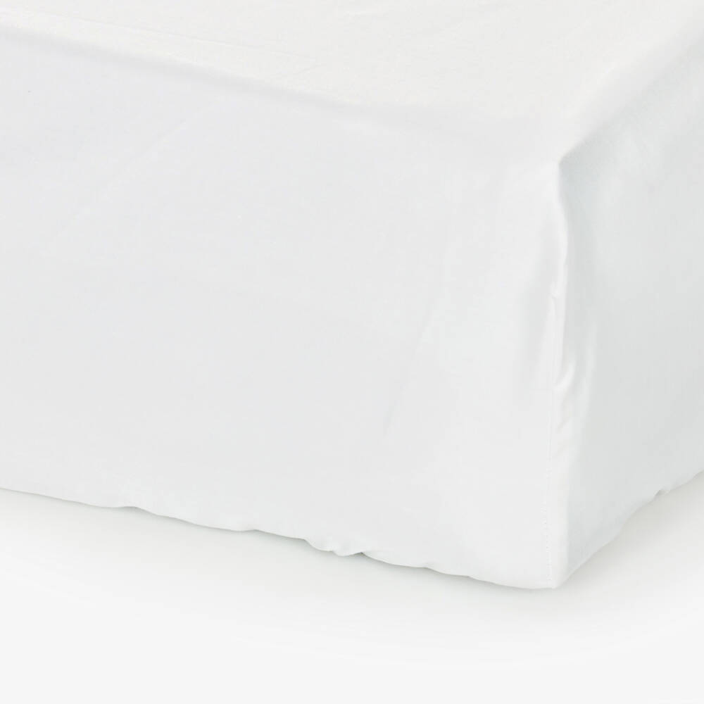 Atelier Choux Paris-Ivory Cotton Sateen Fitted Sheet with Hot Air Balloons (140cm) | Childrensalon