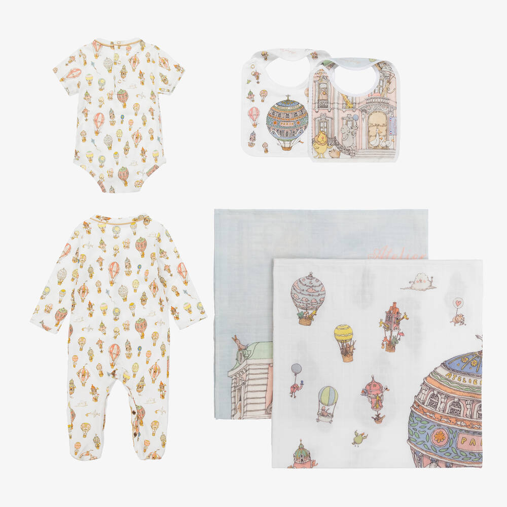 Atelier Choux Paris-Ivory Luxury Babysuit Gift Set | Childrensalon