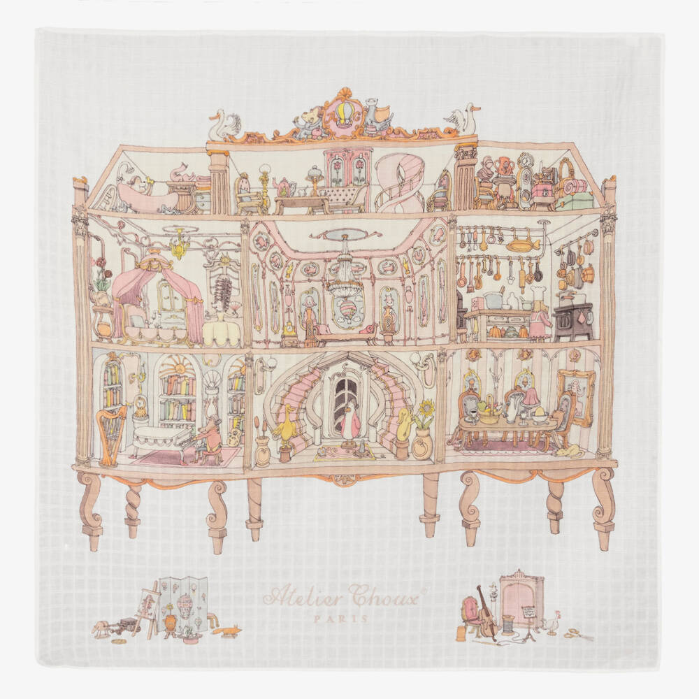 Atelier Choux Paris-طقم مريلة قطن عضوي لون عاجي للمولودات | Childrensalon