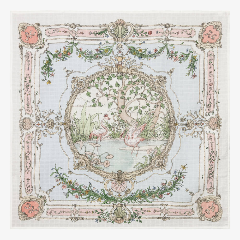 Atelier Choux Paris-Ivory Organic Cotton Illustrated Swaddle & Bib Set | Childrensalon