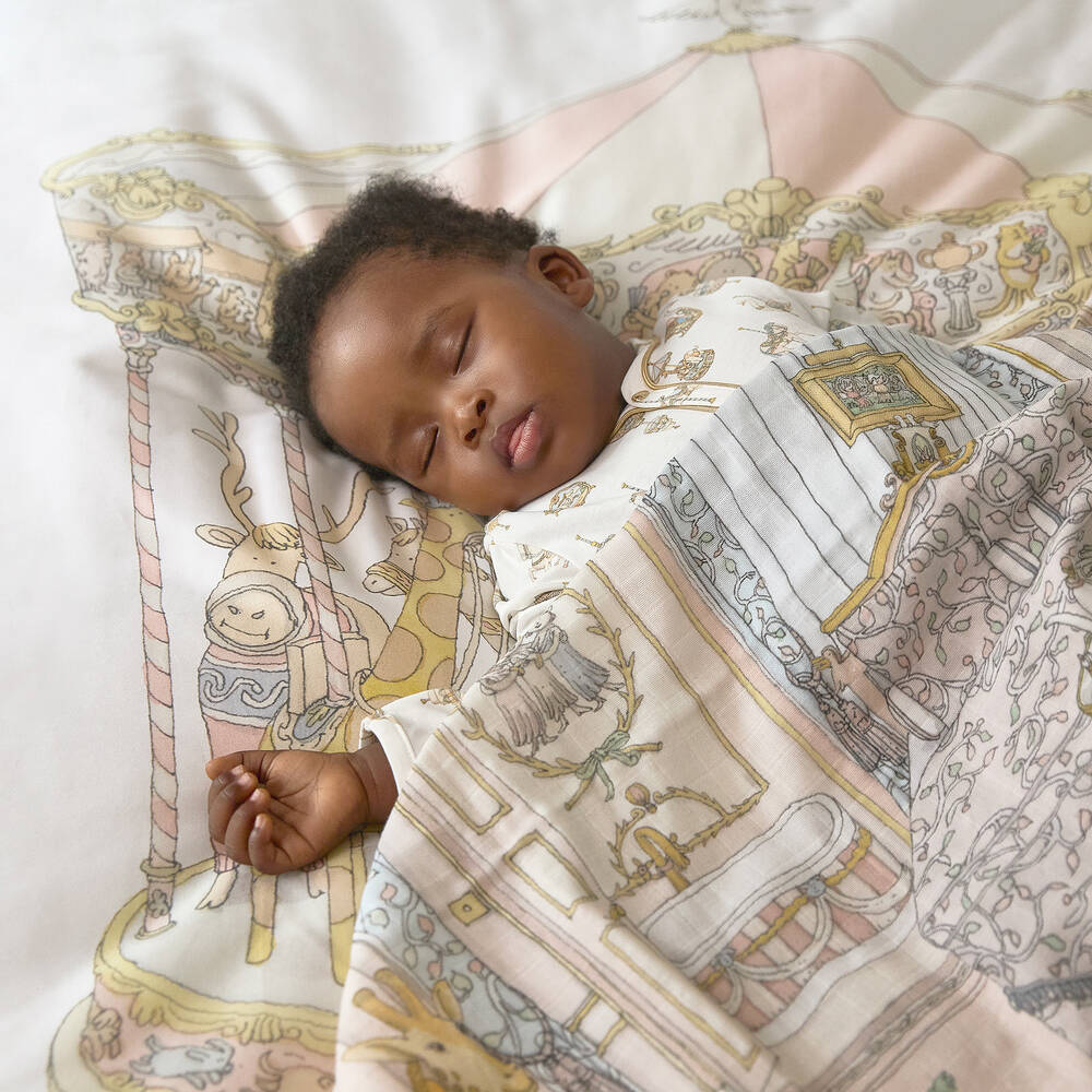 Atelier Choux Paris-طقم لفّافة ومريلة قطن عضوي لون زهري للأطفال | Childrensalon