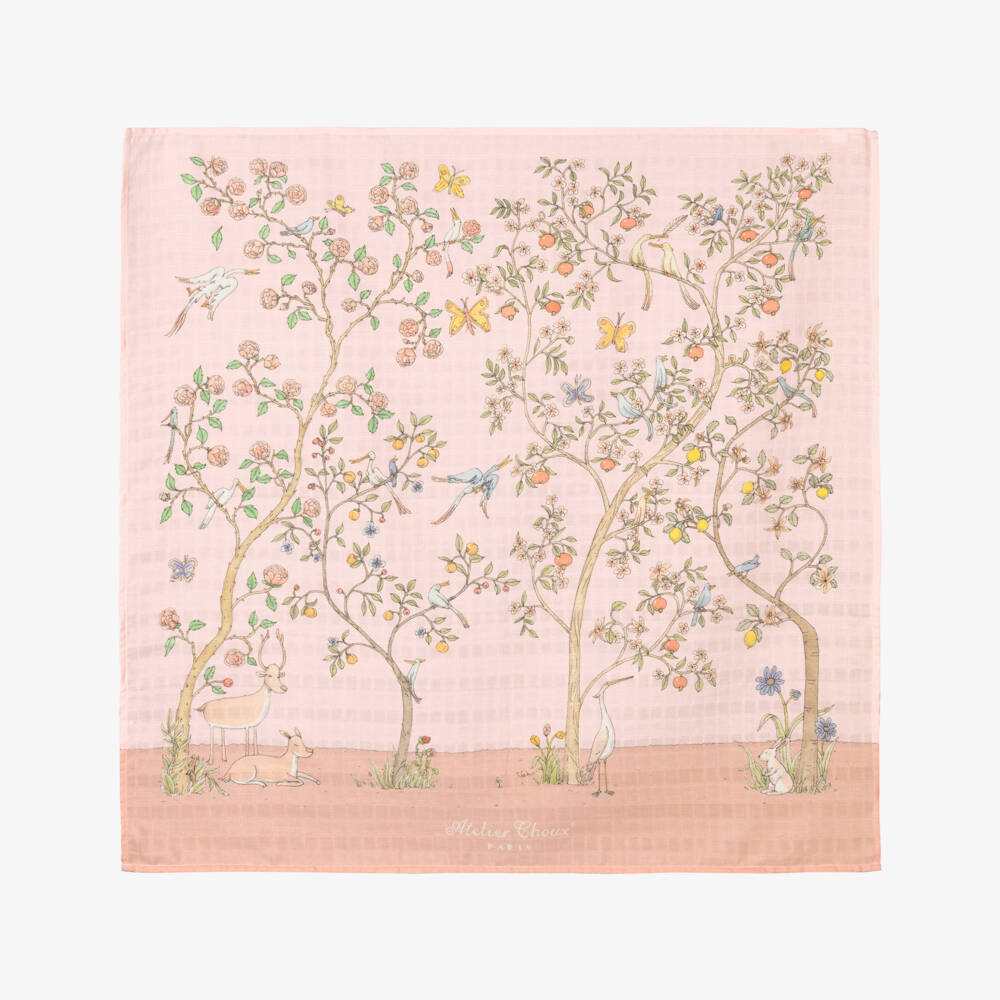 Atelier Choux Paris-Pink Bloom Swaddle (97cm) | Childrensalon