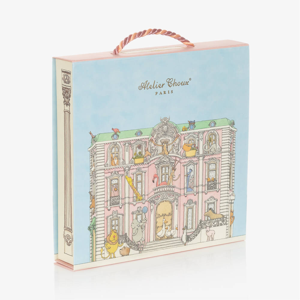 Atelier Choux Paris-Pink In Bloom Print Organic Cotton Swaddle & Bib Gift Set | Childrensalon