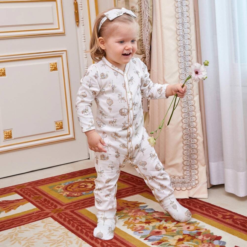 Atelier Choux Paris-أفرول بيبي غرو قطن جيرسي لون أبيض | Childrensalon