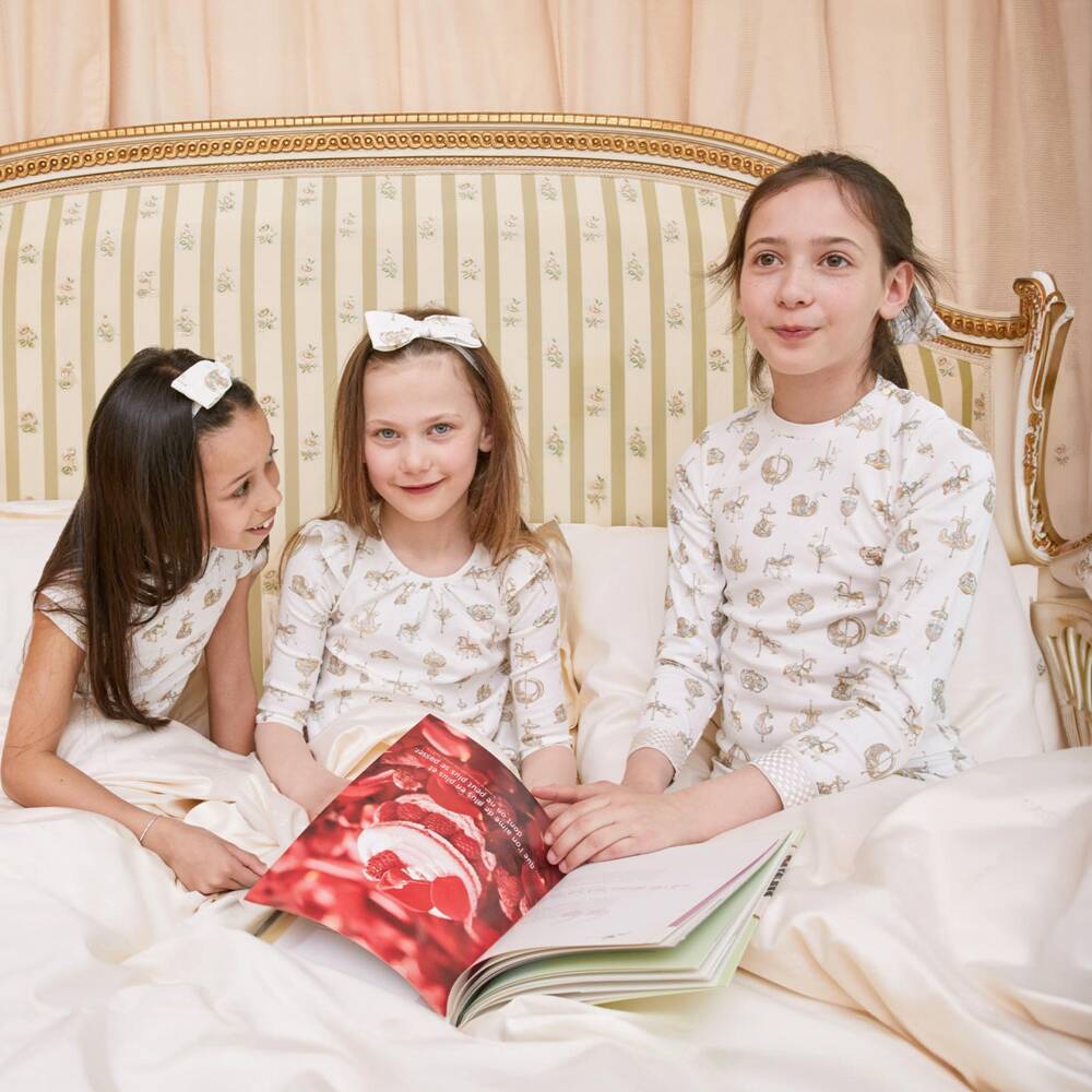 Atelier Choux Paris-White Carousel Print Cotton Leggings Set | Childrensalon