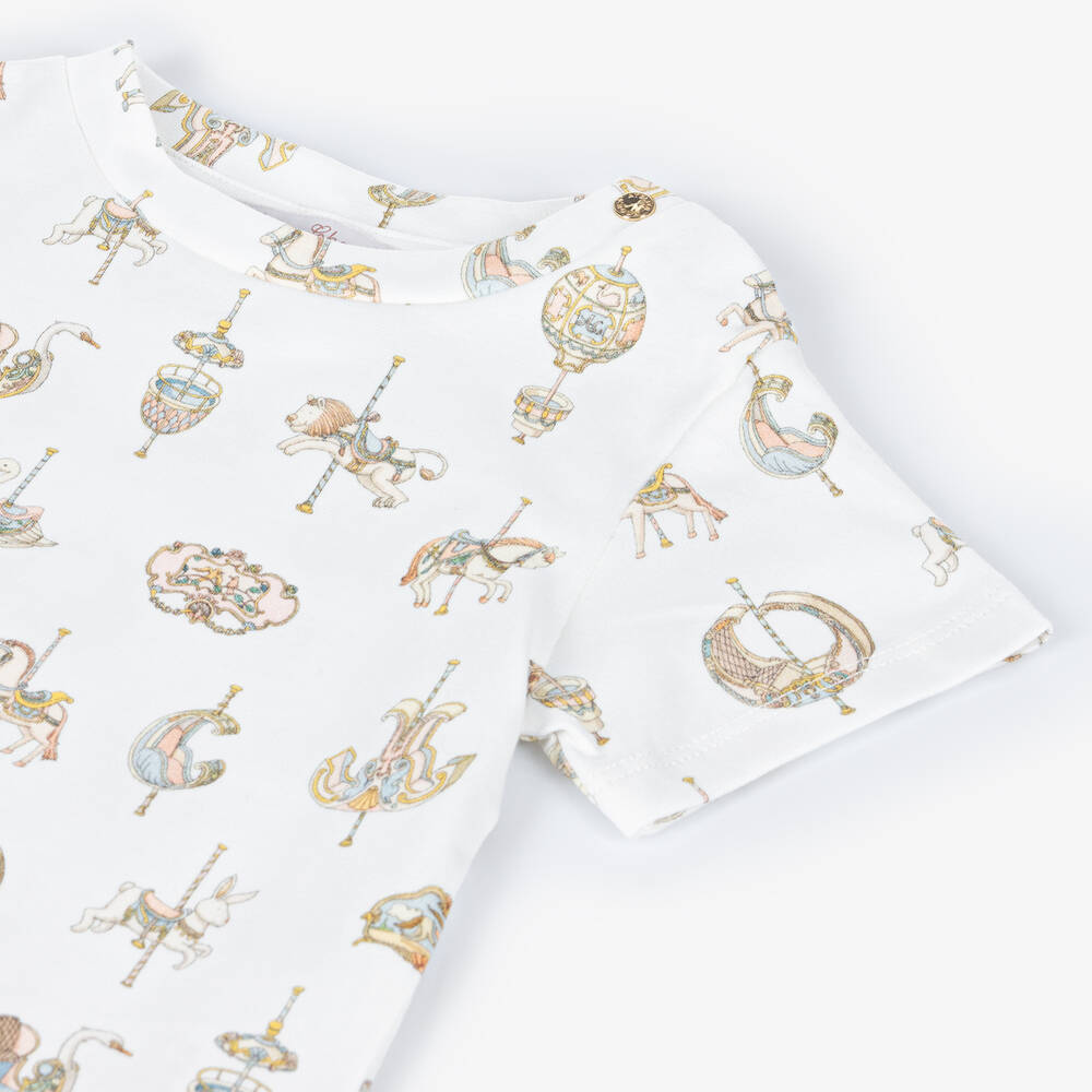 Atelier Choux Paris-تيشيرت قطن جيرسي لون أبيض للأطفال | Childrensalon