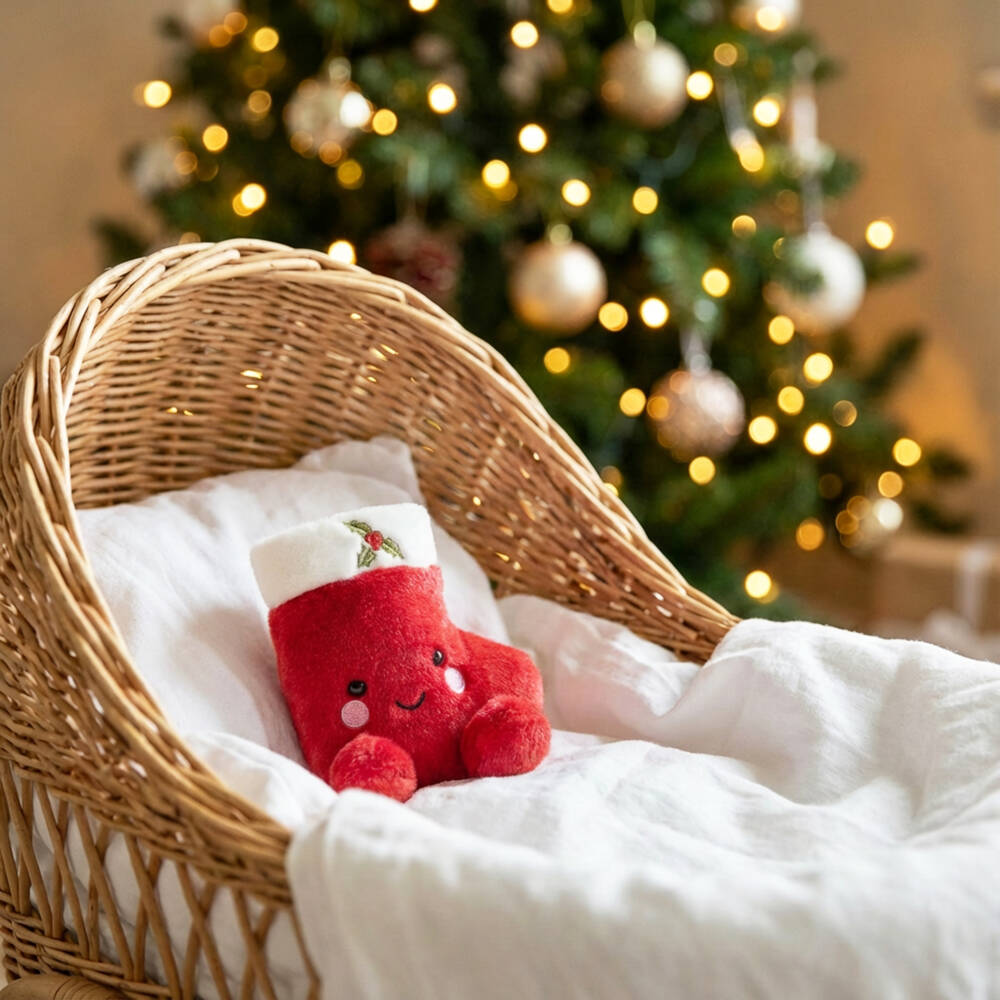 Aurora Palm Pals-Red Holly Stocking Soft Toy (12 cm) | Childrensalon