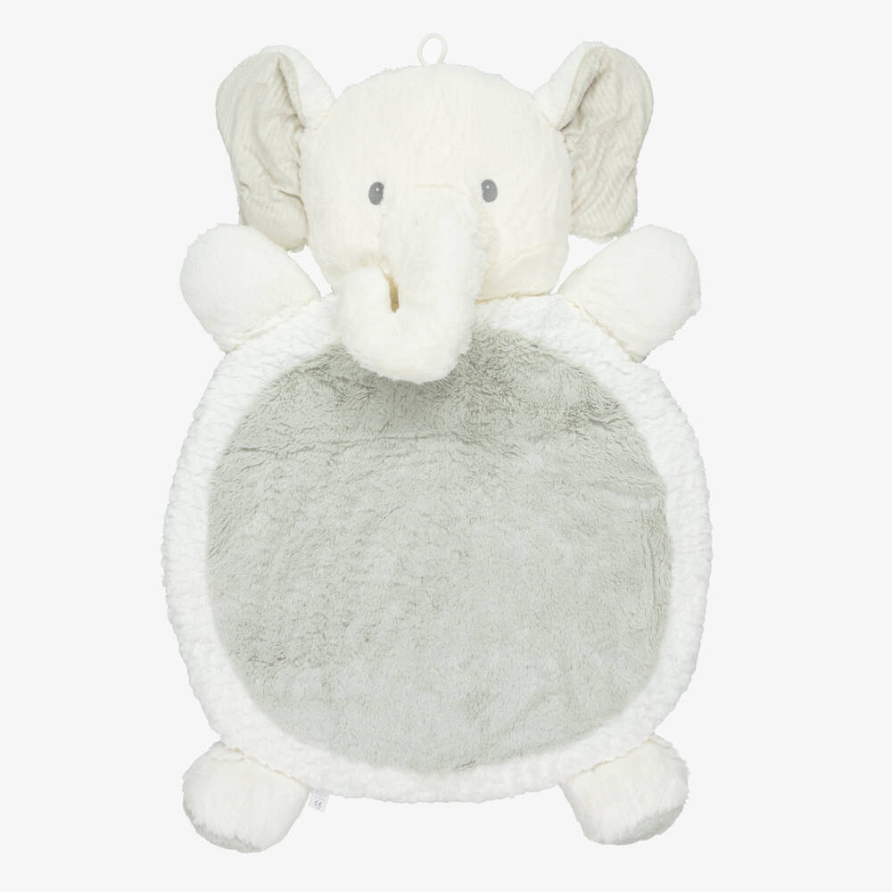 Aurora-White & Grey Cushioned Faux Fur Elephant Playmat (78cm) | Childrensalon