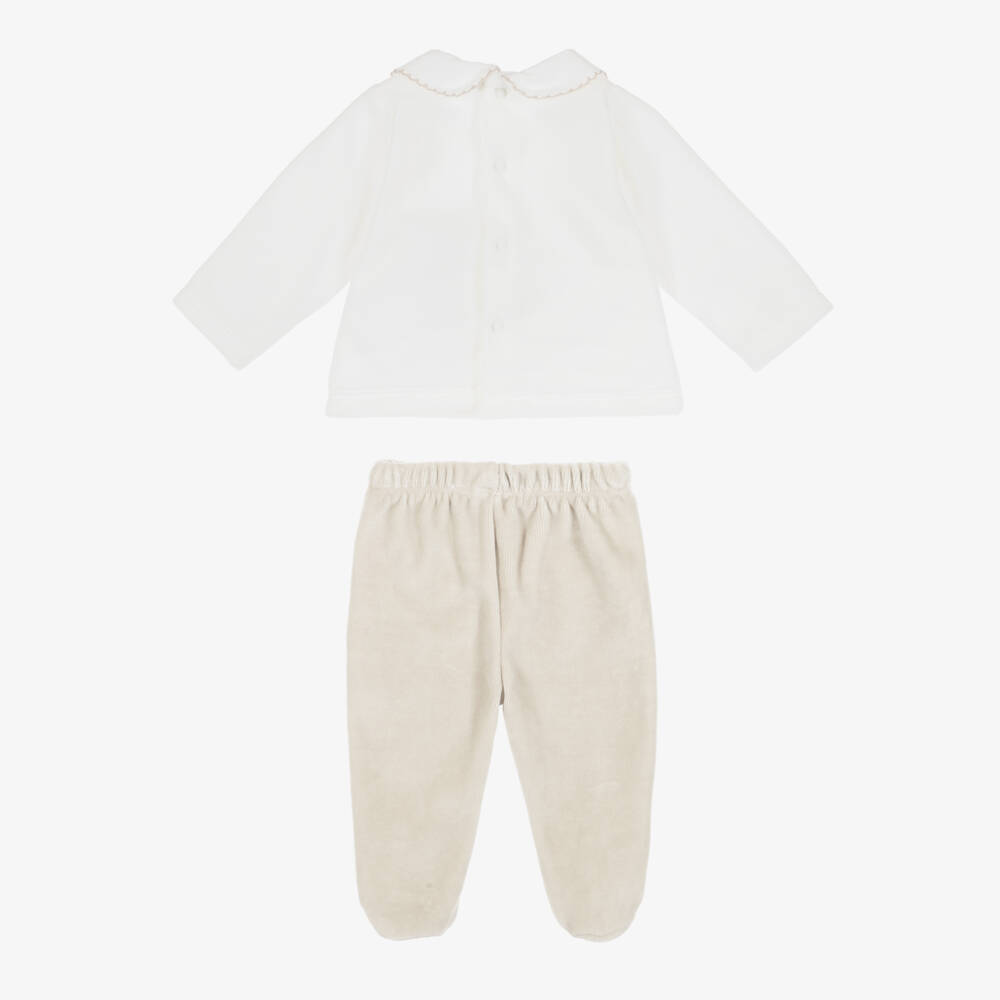 Babidu-Baby Boys 2 Piece Velour Babygrow | Childrensalon