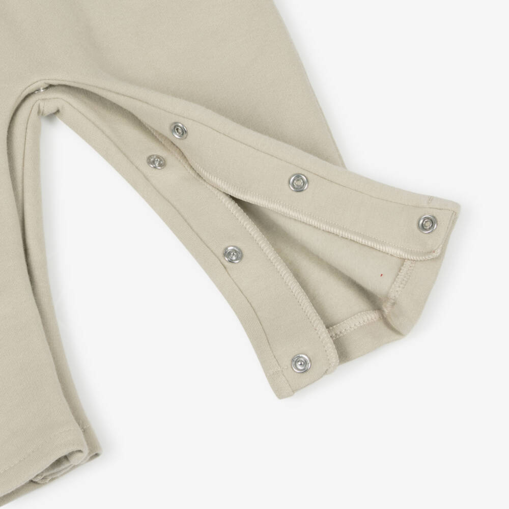 Babidu-Baby Boys Beige Cotton Bunny & Cloud Dungaree Set | Childrensalon