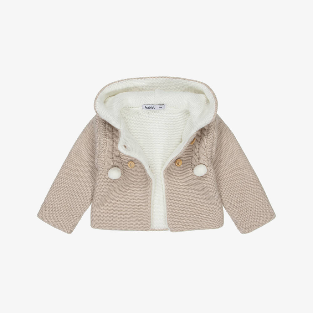 Babidu-Baby Boys Beige Knitted Pram Coat Set | Childrensalon