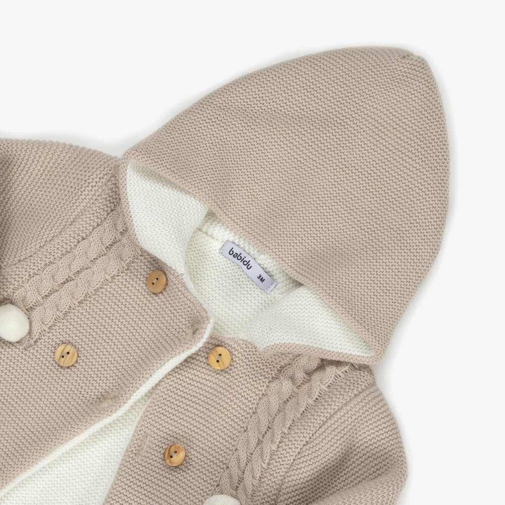 Babidu-Baby Boys Beige Knitted Pram Coat Set | Childrensalon