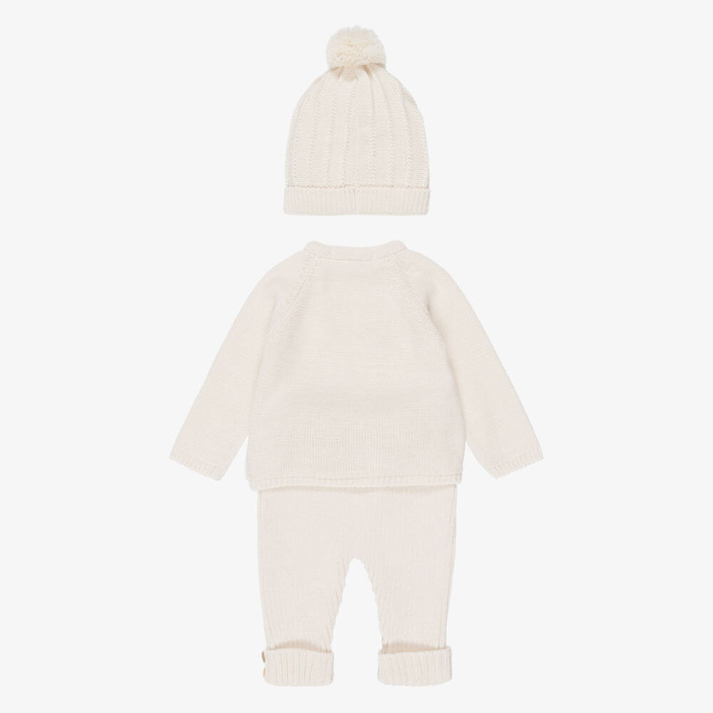 Babidu-Baby Boys Beige Knitted Trouser Set | Childrensalon