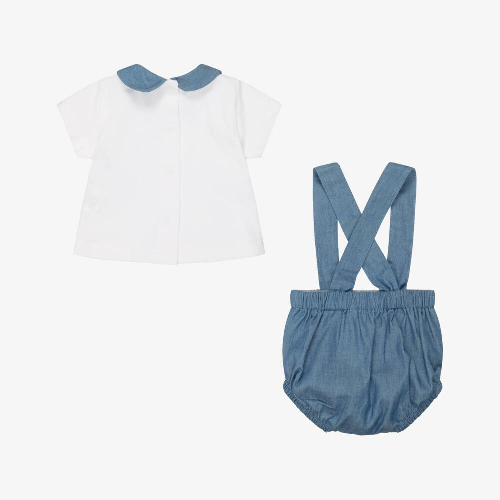 Babidu-Baby Boys Blue Chambray Shorts Set | Childrensalon