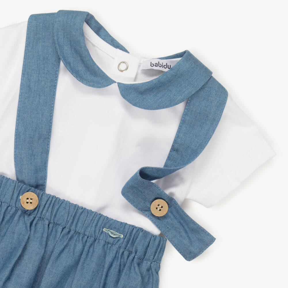 Babidu-Baby Boys Blue Chambray Shorts Set | Childrensalon