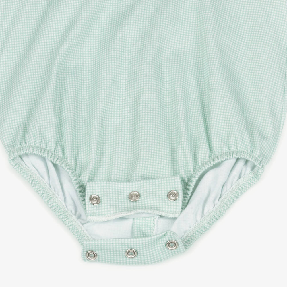 Babidu-Baby Boys Green Gingham Cotton Shortie | Childrensalon