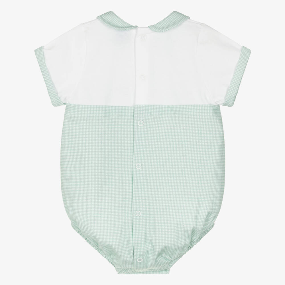 Babidu-Baby Boys Green Gingham Cotton Shortie | Childrensalon