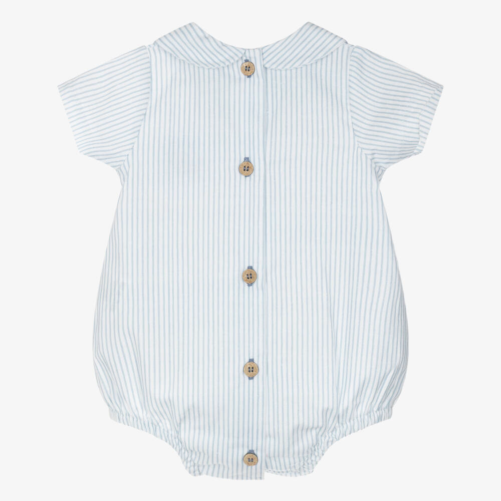 Babidu-Baby Boys Ivory & Blue Stripe Cotton Shortie | Childrensalon