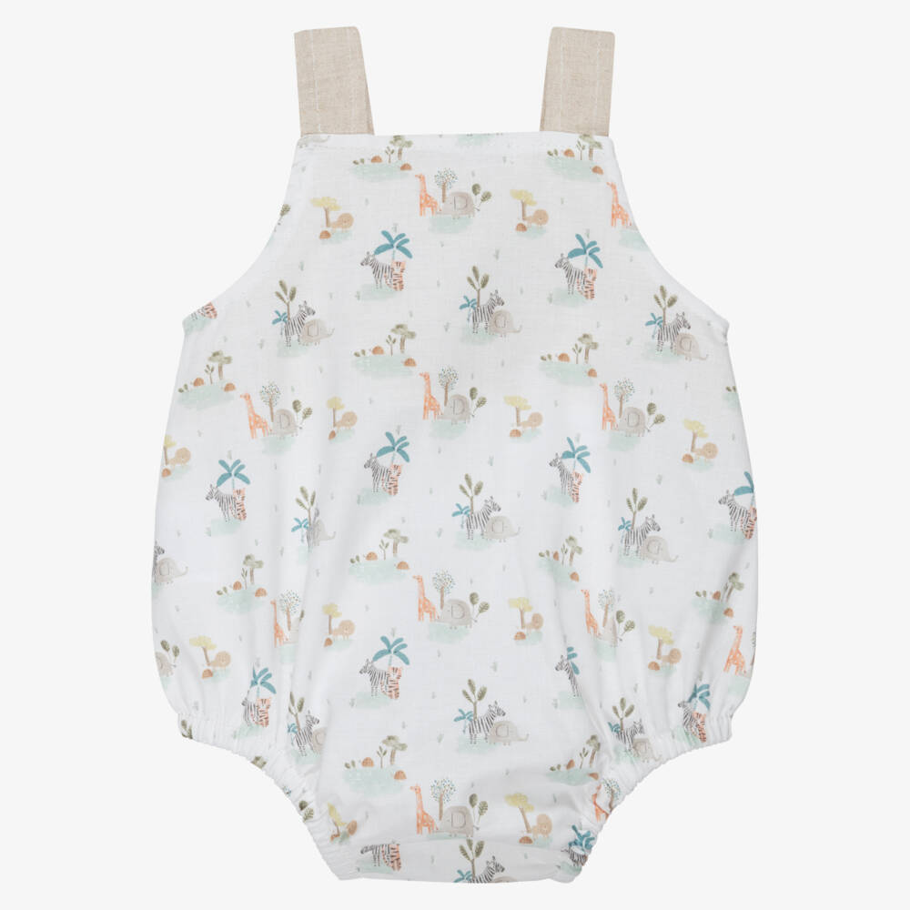 Babidu-Baby Boys Ivory Cotton Safari Print Shortie | Childrensalon