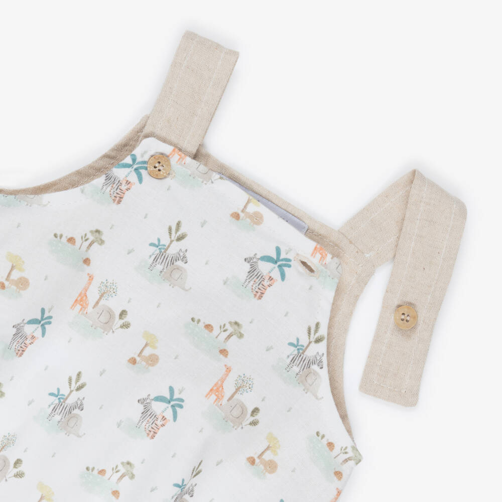 Babidu-Baby Boys Ivory Cotton Safari Print Shortie | Childrensalon