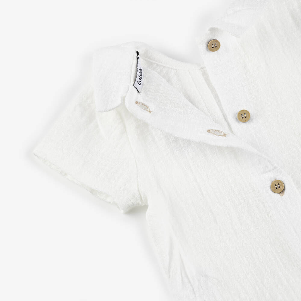 Babidu-طقم شورت قطن لون عاجي وبيج للأولاد الرضع | Childrensalon