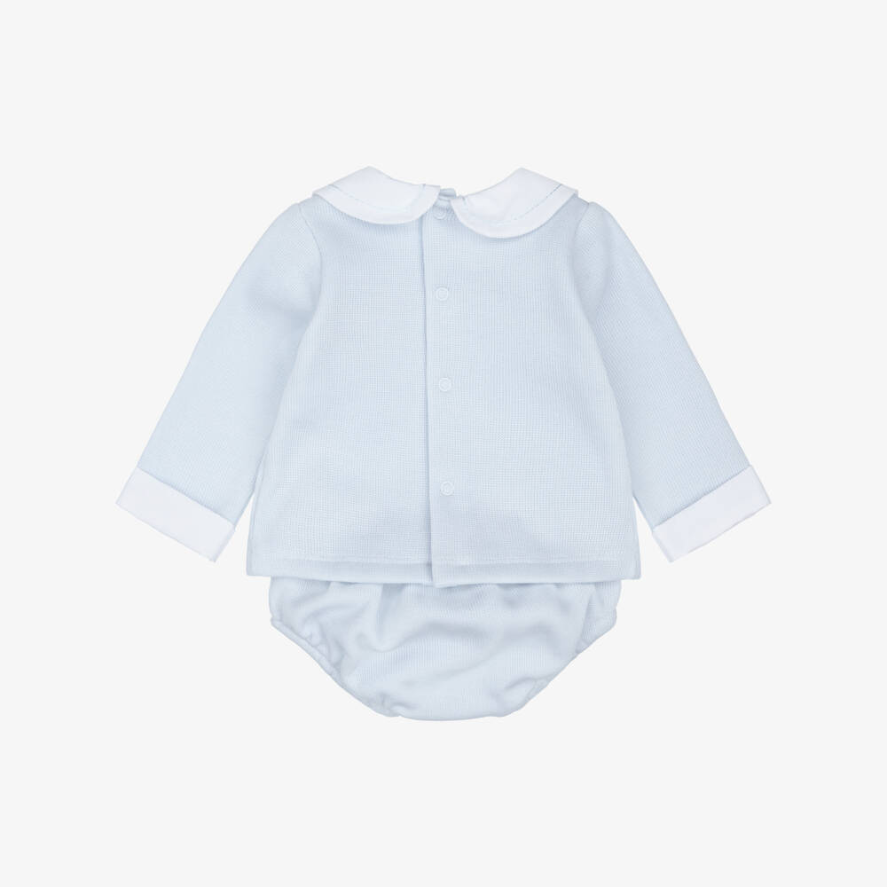 Babidu-Baby Boys Light Blue Shorts Set with Straight Stitch Collar | Childrensalon