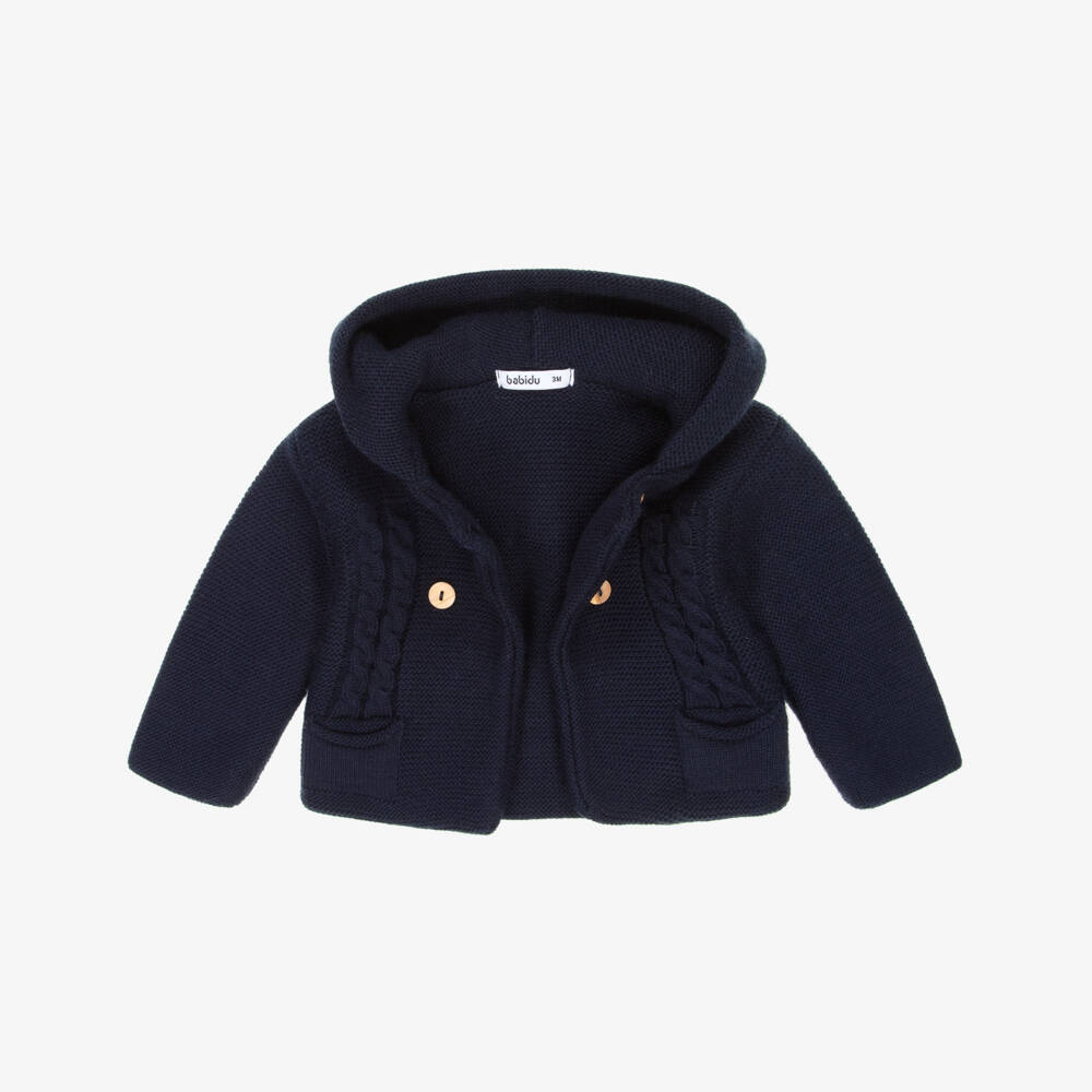 Babidu-Baby Boys Navy Blue Knitted Pram Coat Set | Childrensalon