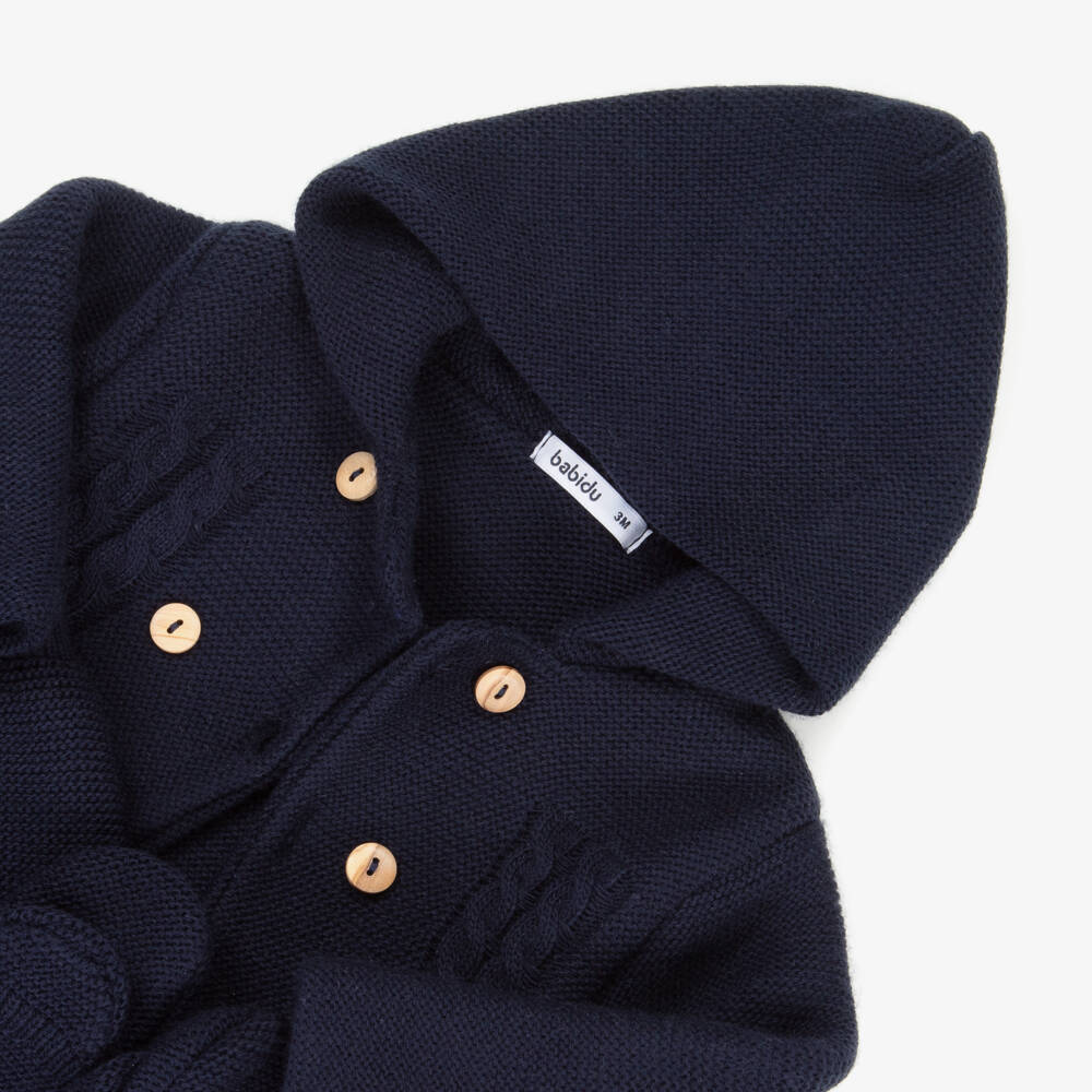 Babidu-Baby Boys Navy Blue Knitted Pram Coat Set | Childrensalon