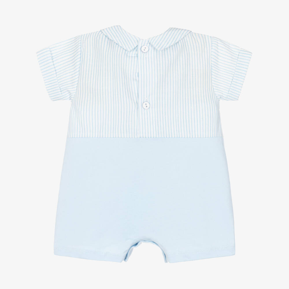 Babidu-Baby Boys Pale Blue Stripe Cotton Jersey Shortie | Childrensalon
