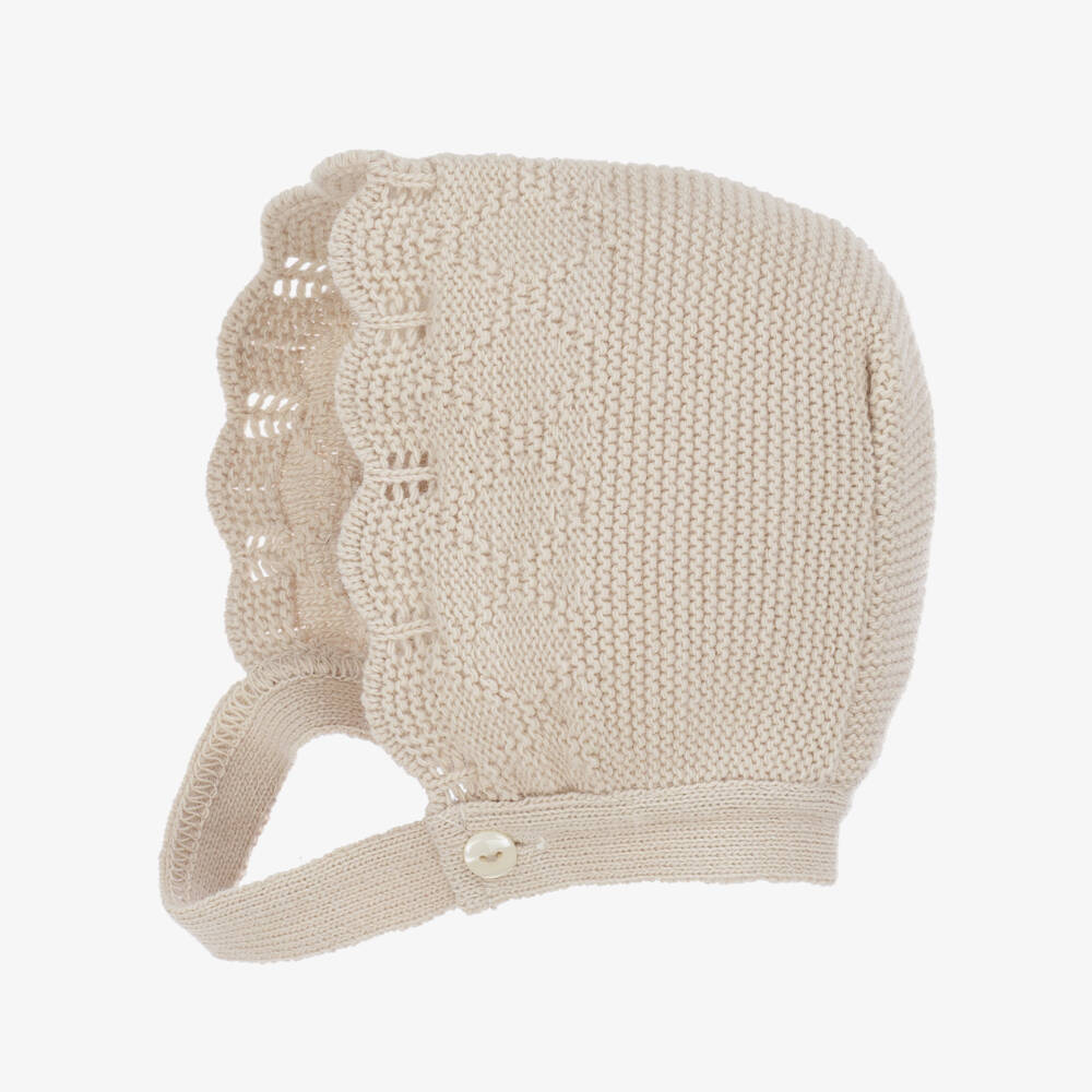 Babidu-Baby Girls Floral & Beige Knitted Dress Set | Childrensalon