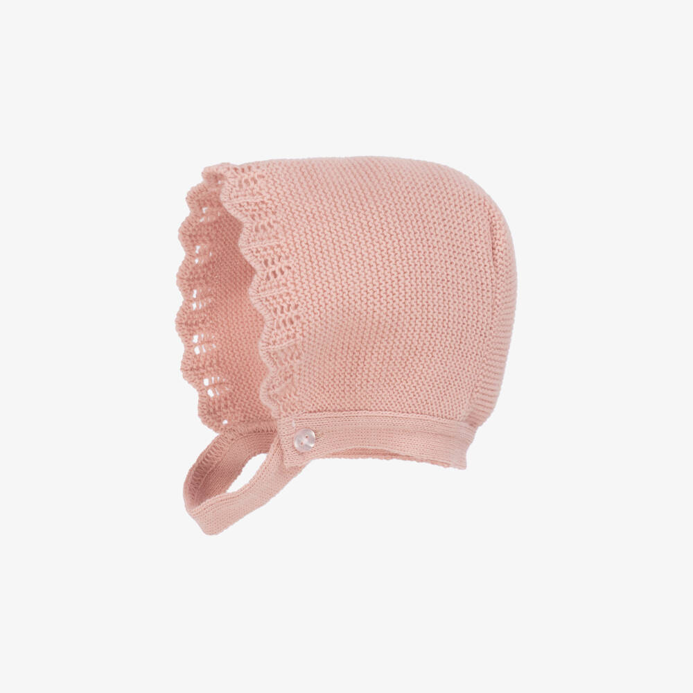 Babidu-Baby Girls Pale Pink Knit Babysuit Set with Ruffle Collar | Childrensalon