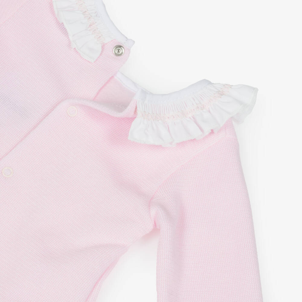 Babidu-Baby Girls Pale Pink Smocked Cotton Shorts Set  | Childrensalon