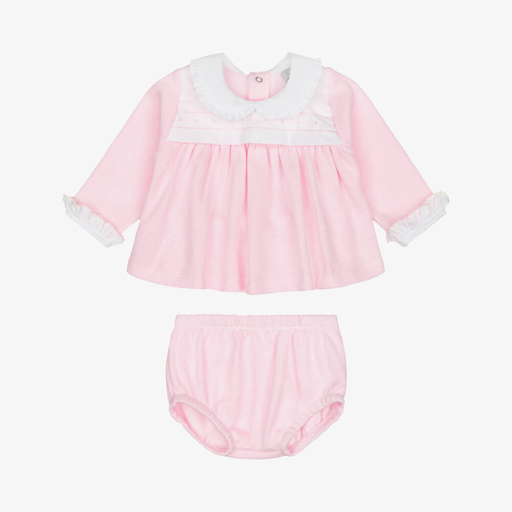 Babidu-Baby Girls Pink Cotton Jersey Knit Shorts Set | Childrensalon