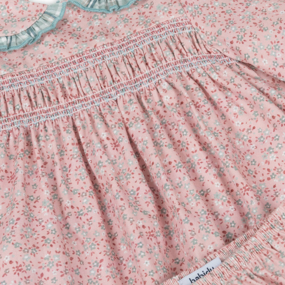 Babidu-فستان قطن بطبعة ورود لون زهري للبنات الرضع | Childrensalon